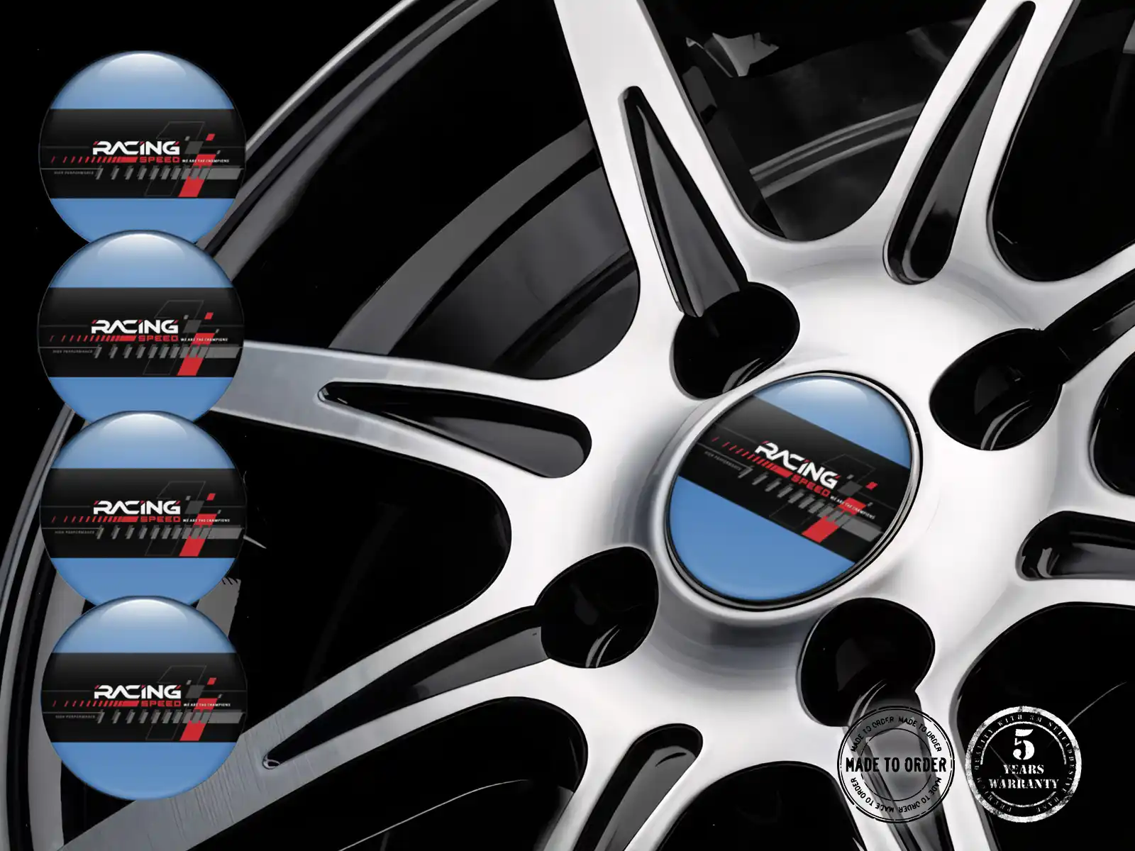 Resin Domed Stickers Tuning Radiant Flow Vector